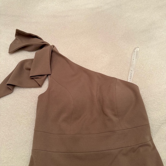 Azazie One Shoulder Tan Dress - Picture 3 of 15